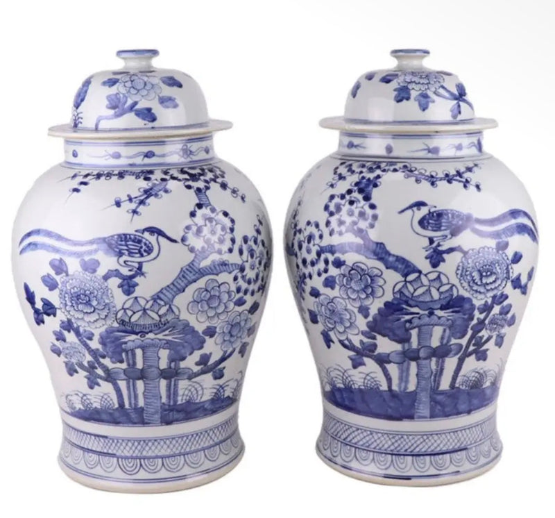 Pair of Bird Ginger Jars