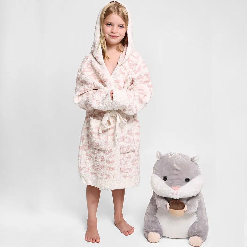 Children's Leopard Print Luxury Soft Hooded Robe