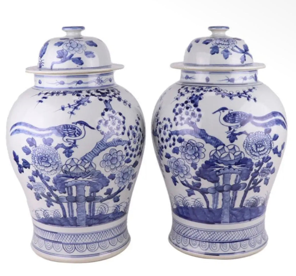 Pair of Bird Ginger Jars
